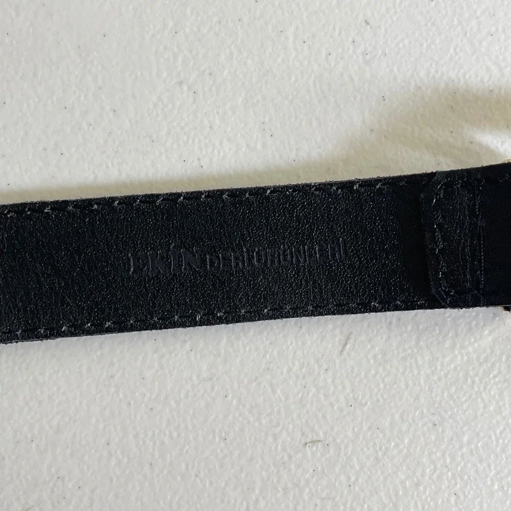 Vintage Ekin Deri Belt Women Black Gold Medusa Lion Head Greek Key Baroque